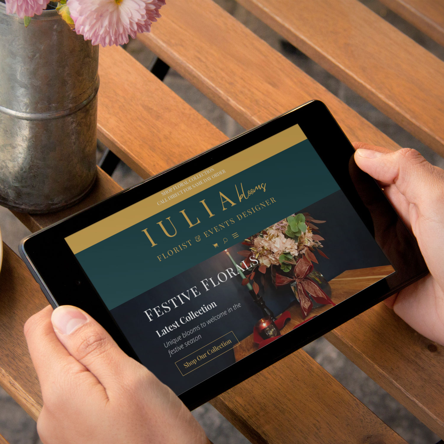 Iulia Blooms Floral and events website on nexus device