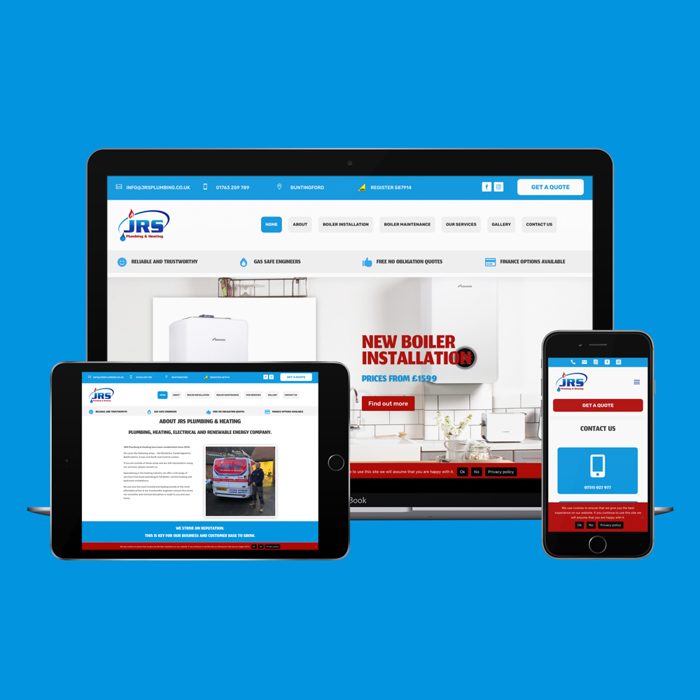 JRS Plumbing and heating website on multiple devices