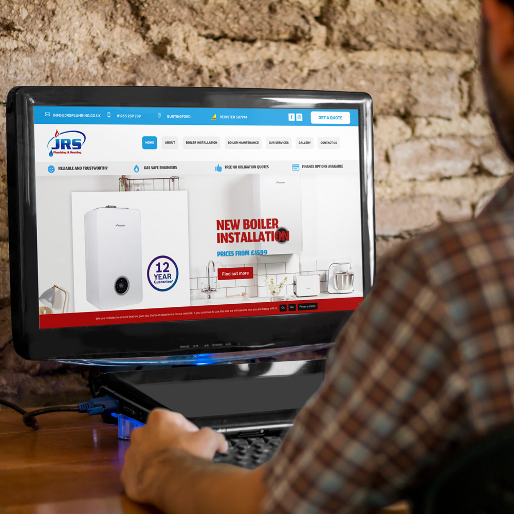 JRS Plumbing and heating website on computer