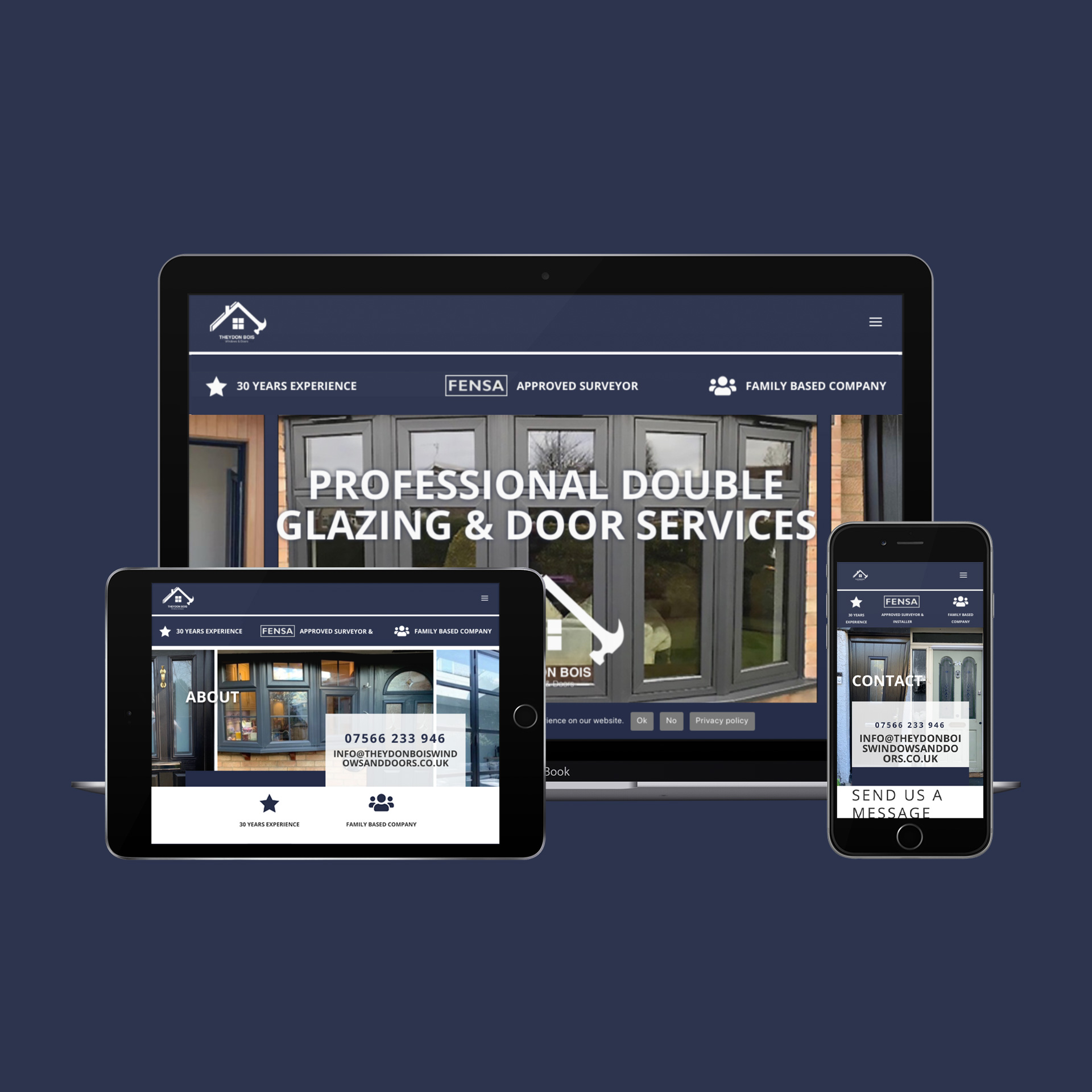 Theydon Bois Windows and Doors website on multiple devices