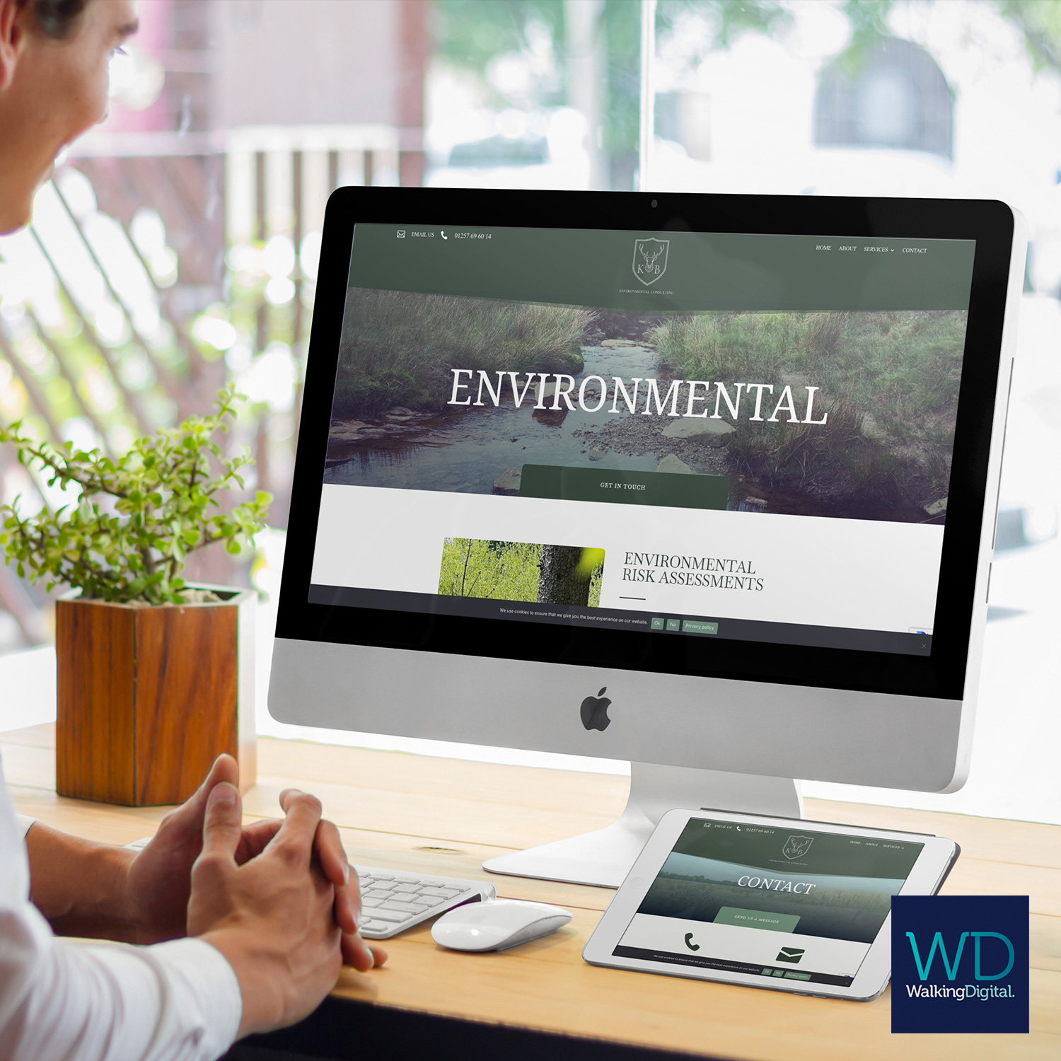 kb-environmental website on a iMac and a tablet device