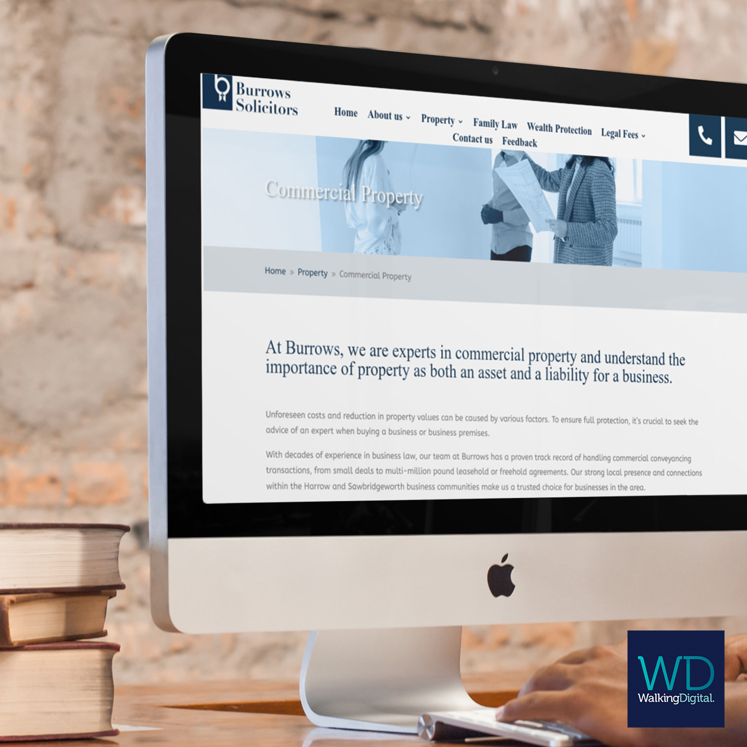 Burrows Solicitors website on an iMac