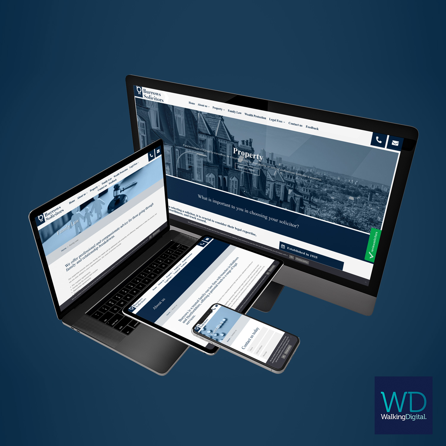 Burrows Solicitors website on multiple devices