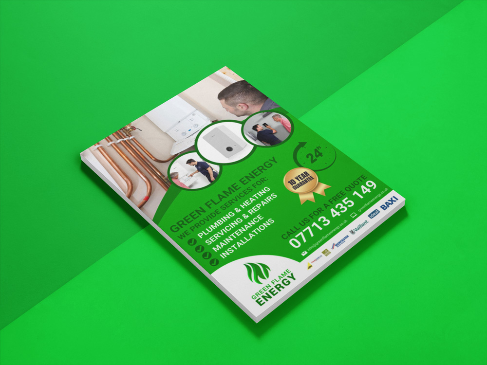 Green Flame Energy leaflet designs