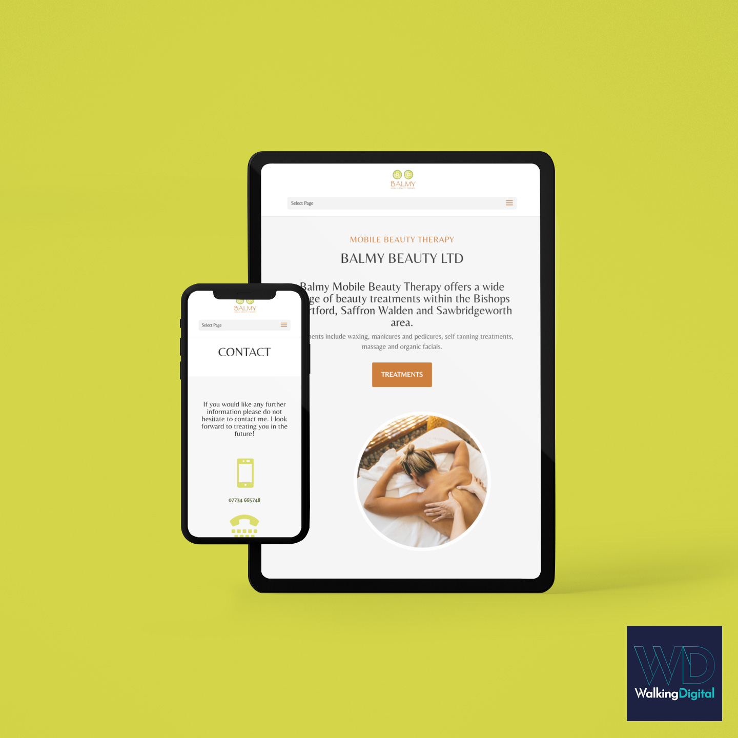 balmy beauty website mockup iPad and mobile