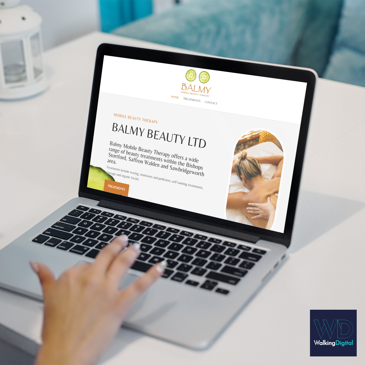 balmy beauty website mockup laptop