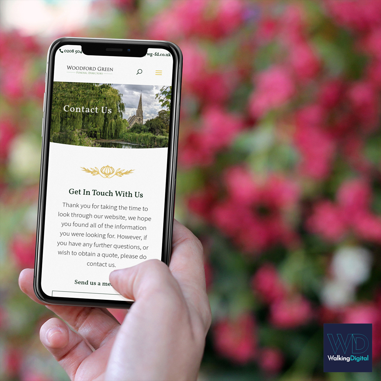 woodford green funeral directors website on a mobile devices