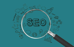 seo banner with magnifying glass