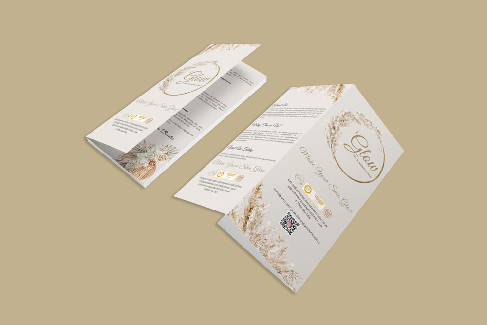 Glow Aesthetics tri fold leaflet design