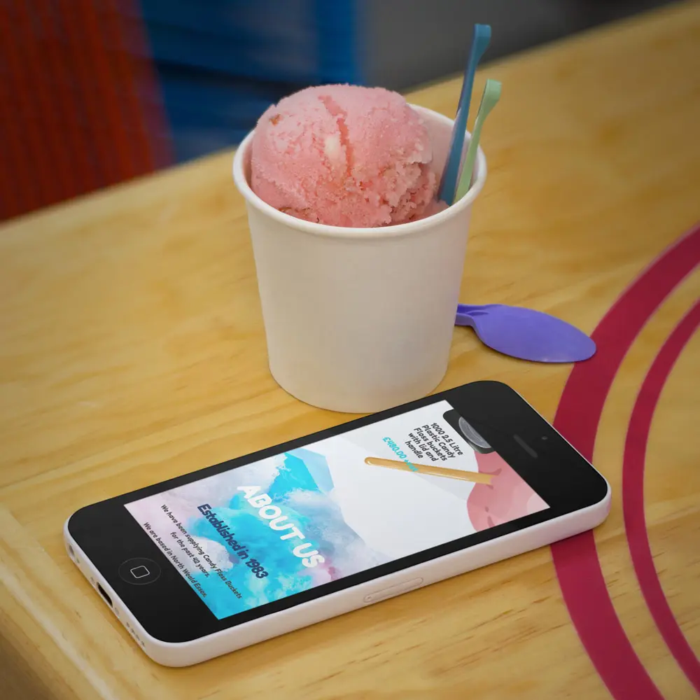 candy floss buckets new website on mobile device