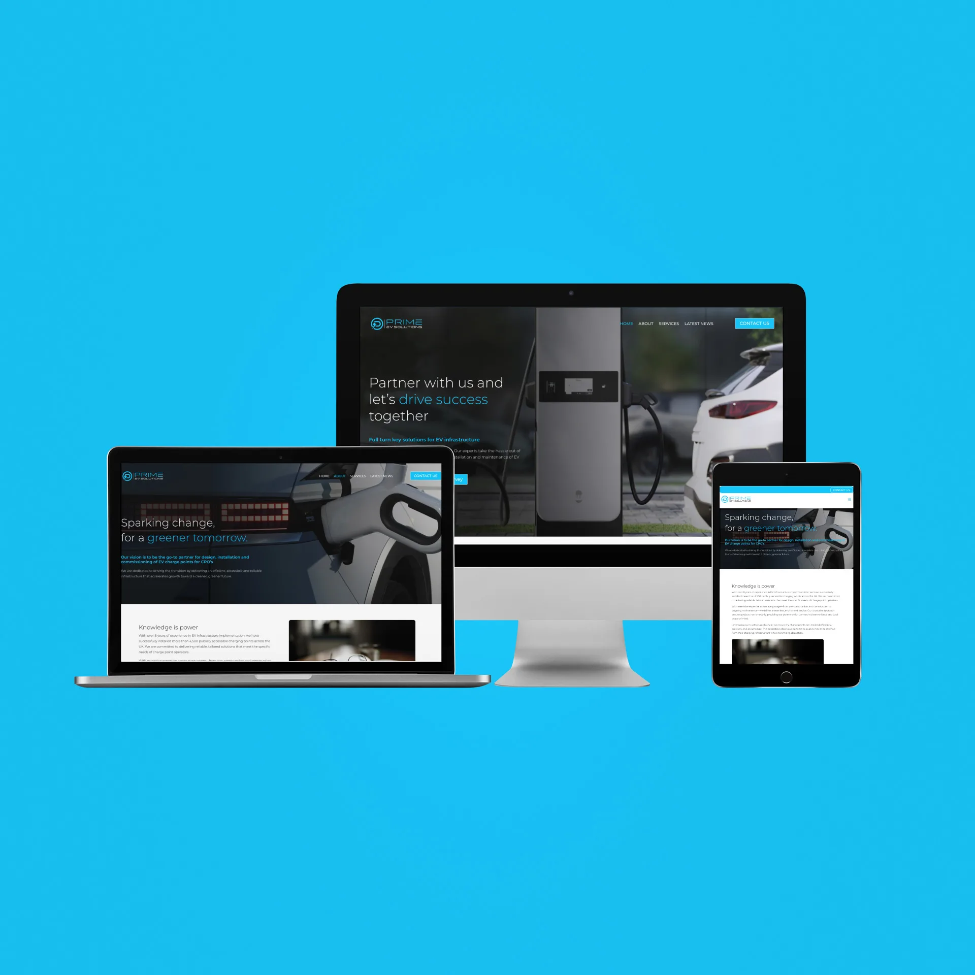 prime ev solutions new website on multiple devices